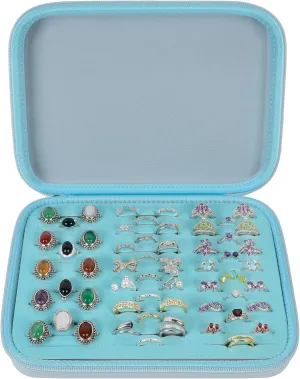 GWCASE Ring Organizer Storage Case - Jewelry Ring Display Collector Box with 42 Slots. Rings Tray Holder Showcase Fits for 50  Rings, Earrings, Brooches and Cufflinks (Box Only)-Blue