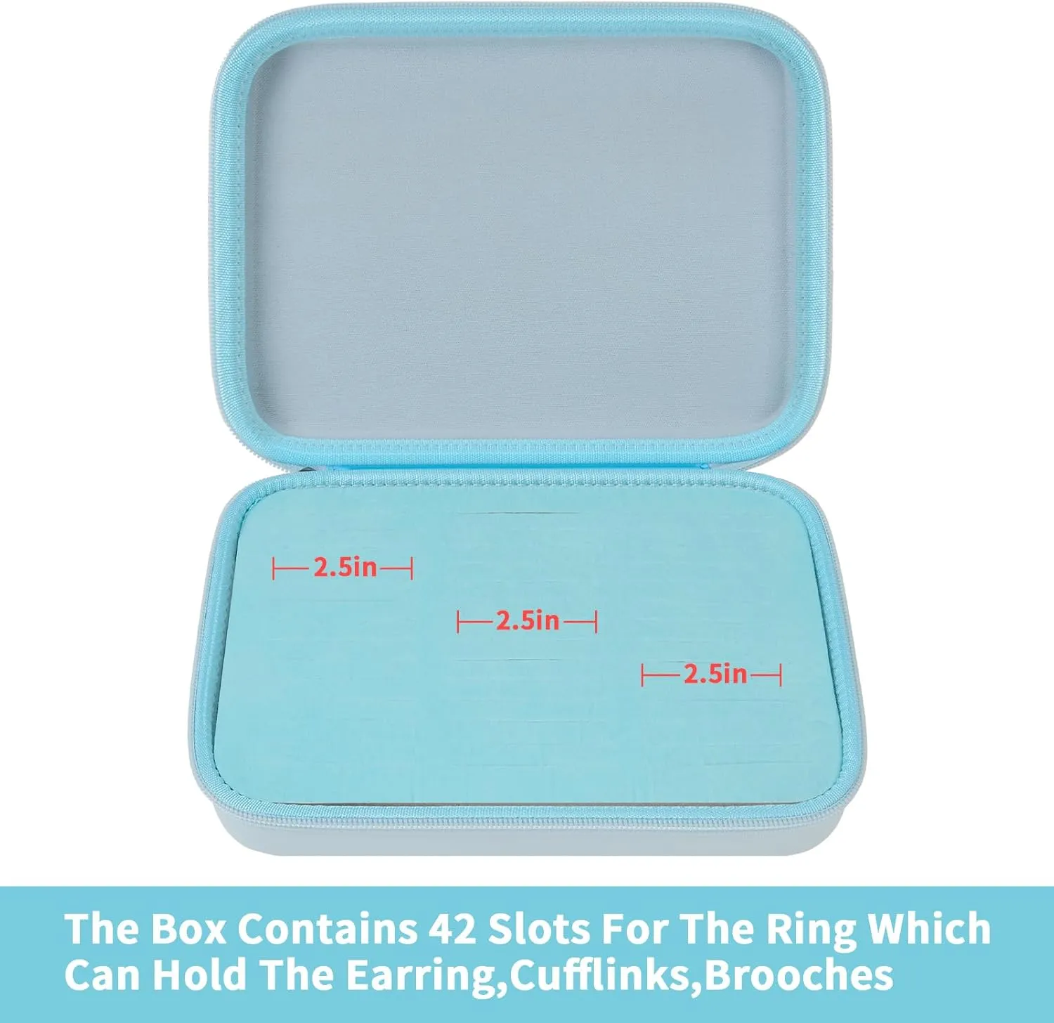 GWCASE Ring Organizer Storage Case - Jewelry Ring Display Collector Box with 42 Slots. Rings Tray Holder Showcase Fits for 50  Rings, Earrings, Brooches and Cufflinks (Box Only)-Blue