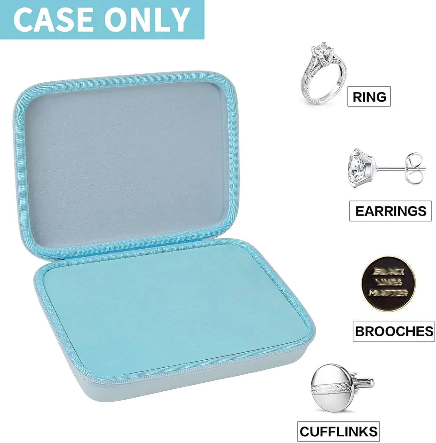 GWCASE Ring Organizer Storage Case - Jewelry Ring Display Collector Box with 42 Slots. Rings Tray Holder Showcase Fits for 50  Rings, Earrings, Brooches and Cufflinks (Box Only)-Blue