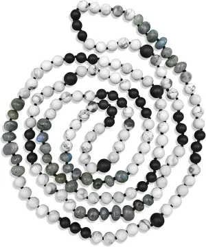 Hand Crafted and Knotted Infinity Clasp Free Multi-gemstone Multi-color Long or Multi-strand Beaded Statement for Men or Women. Multi-gem Chakra Necklace. Necklace.