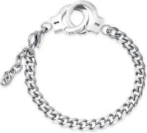 Handcuff Bracelet, Mini Handcuff Bracelet Stainless Steel Anklet Friendship Statement Cuban Hand Cuffs Ankle Bracelets for Women Men Foot Chain Jewelry