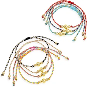 Handmade Colorful Braided Bracelets for Women, Friendship Adjustable Gold Beaded Ball String Rope Bracelet Surfer Strand Fashion Jewelry Gift.