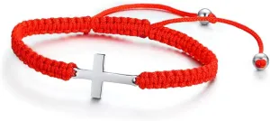 Handmade Red String Bracelet with Stainless Steel Cross Charm,Protection Amulet Lucky Red String Kabbalah Bracelet