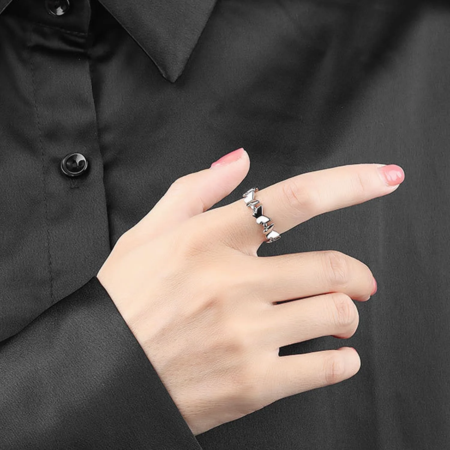 Handmade Rings 925 Sterling Silver Statement Rings Open Boho Thumb Band Rings for Women Stacking Band Ring