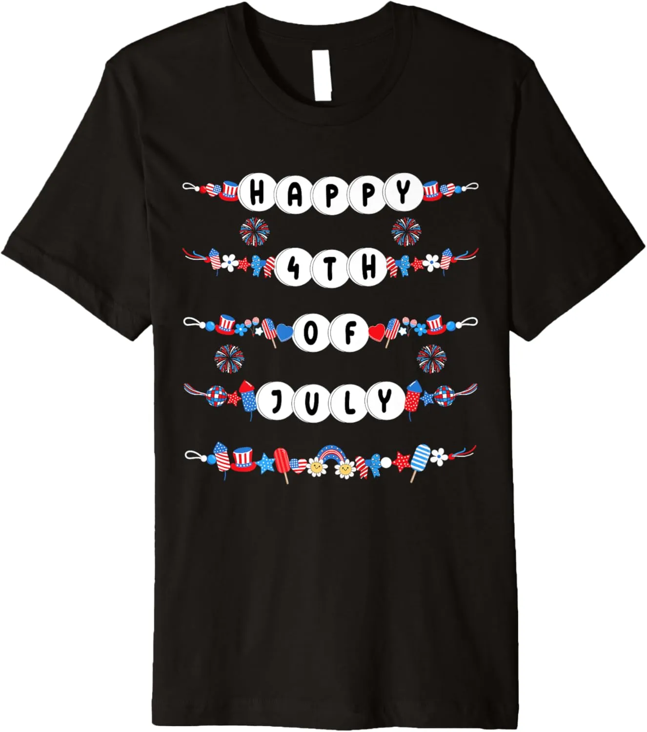 Happy 4th Of July America Friendship Bracelets USA Patriotic Premium T-Shirt