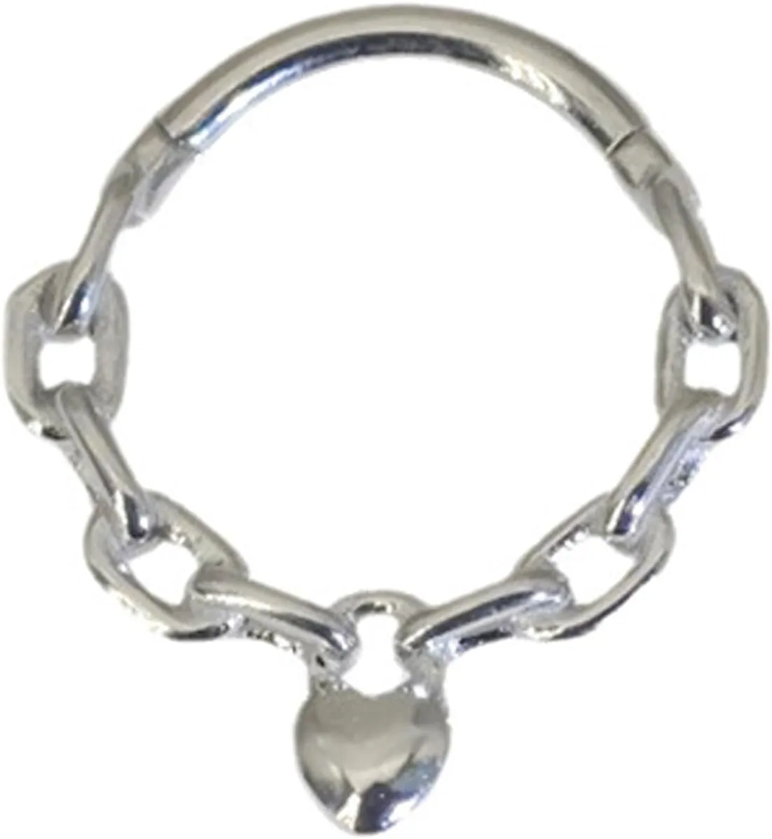 Heart Chain Septum Piercing Jewelry Surgical Steel Nose Rings Hoop Accessory For Women And Girls Or Silver 8/10MM