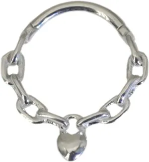 Heart Chain Septum Piercing Jewelry Surgical Steel Nose Rings Hoop Accessory For Women And Girls Or Silver 8/10MM