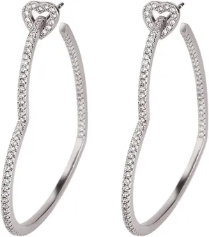 Heart Hoop Earrings - CZ Heart Stud Earrings in Gold WhiteGold