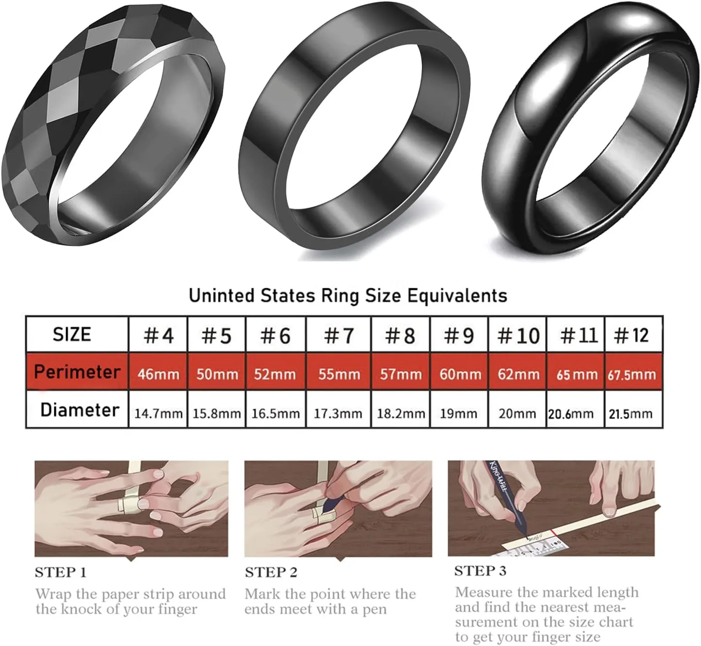 Hematite Rings for Women Anti-Swelling Black Obsidian Rings