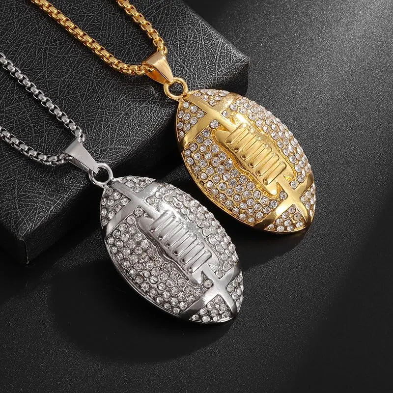 Hofar Personalized Rugby Jersey Necklace Stainless Steel Football Pendant Gift Football Sport Jewelry Gift for Men Athletes