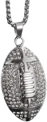Hofar Personalized Rugby Jersey Necklace Stainless Steel Football Pendant Gift Football Sport Jewelry Gift for Men Athletes