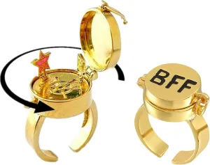 HOMEBEARJ Spongebob Rings BFF, Best Friends Forever Bff Rings, 14k Gold Opening Adjustable Spongebob Rings for Teen Girls/Boys, 1 Pairs Cute Best Friendship Rings Jewelry Gifts