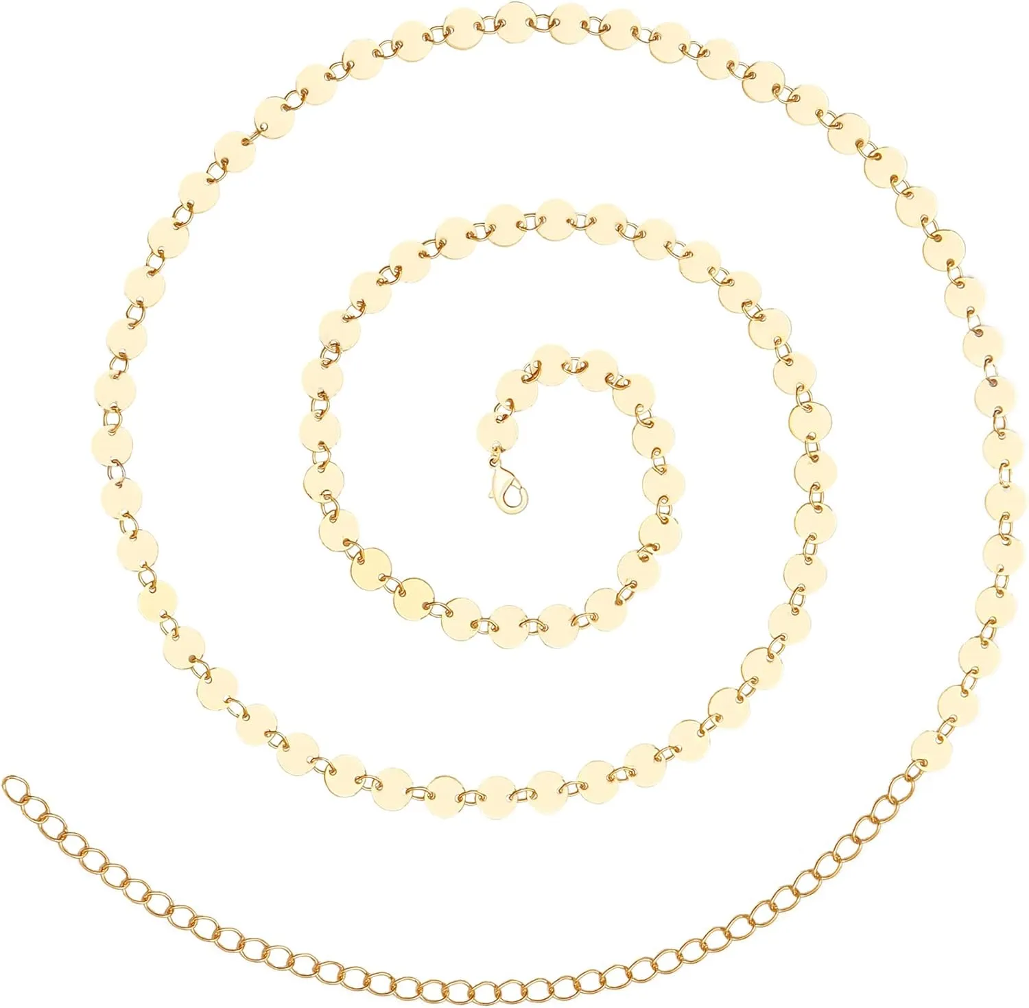 Honsny 27/33/40 Inches Belly Chain for Women 14K Gold Plated Plus Size Waist Chains Bikini Body Stomach Jewelry Chain, Beach Gold Waist Beads Body Chain Jewelry for Women