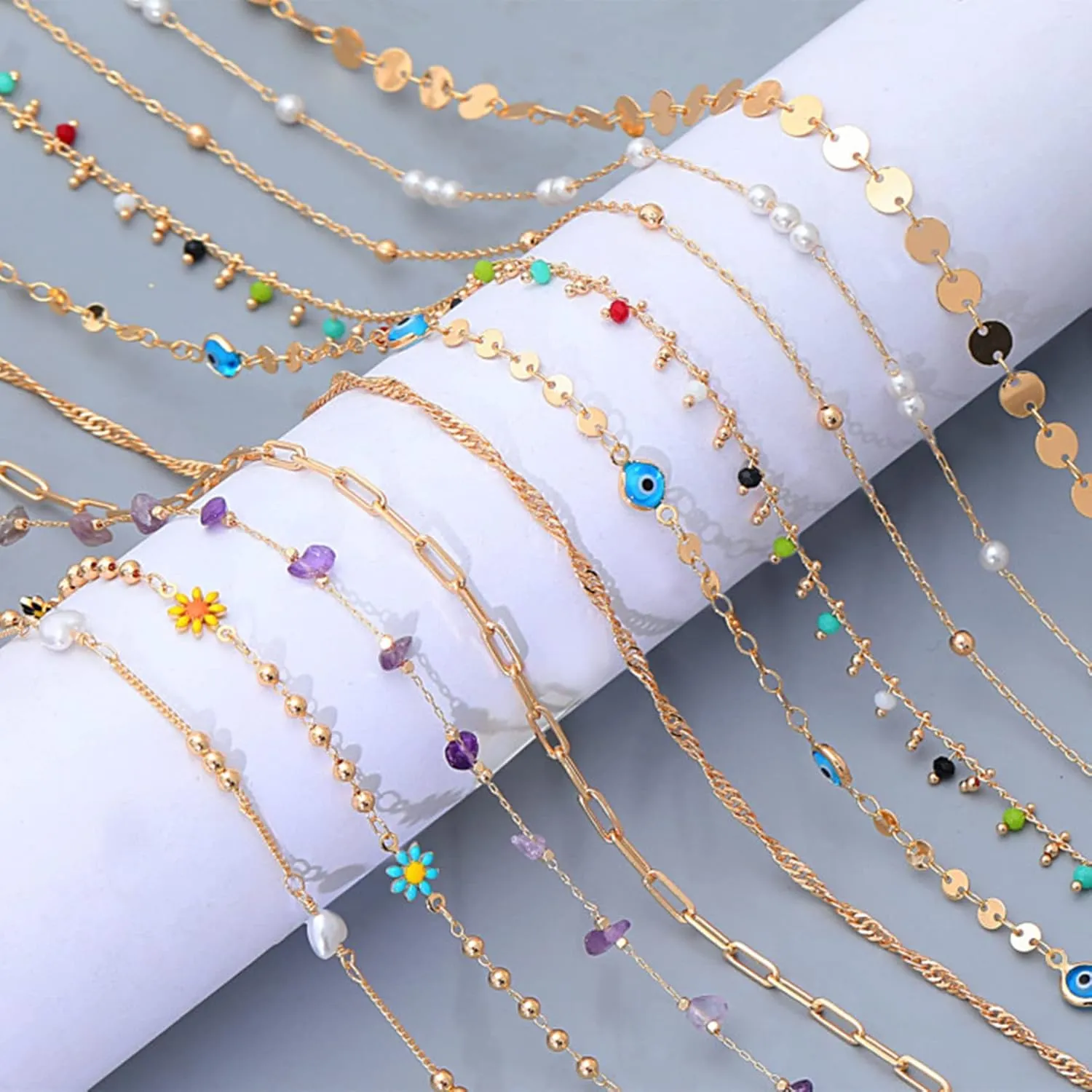 Honsny 27/33/40 Inches Belly Chain for Women 14K Gold Plated Plus Size Waist Chains Bikini Body Stomach Jewelry Chain, Beach Gold Waist Beads Body Chain Jewelry for Women