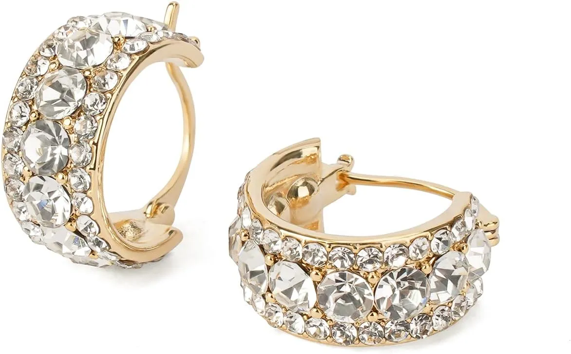 Hoop Earrings for Women 14K Gold Plated Cubic Zirconia Earrings,Delicate Huggie Hoop Earrings,Simple Lightweight Hoops Gift for Women