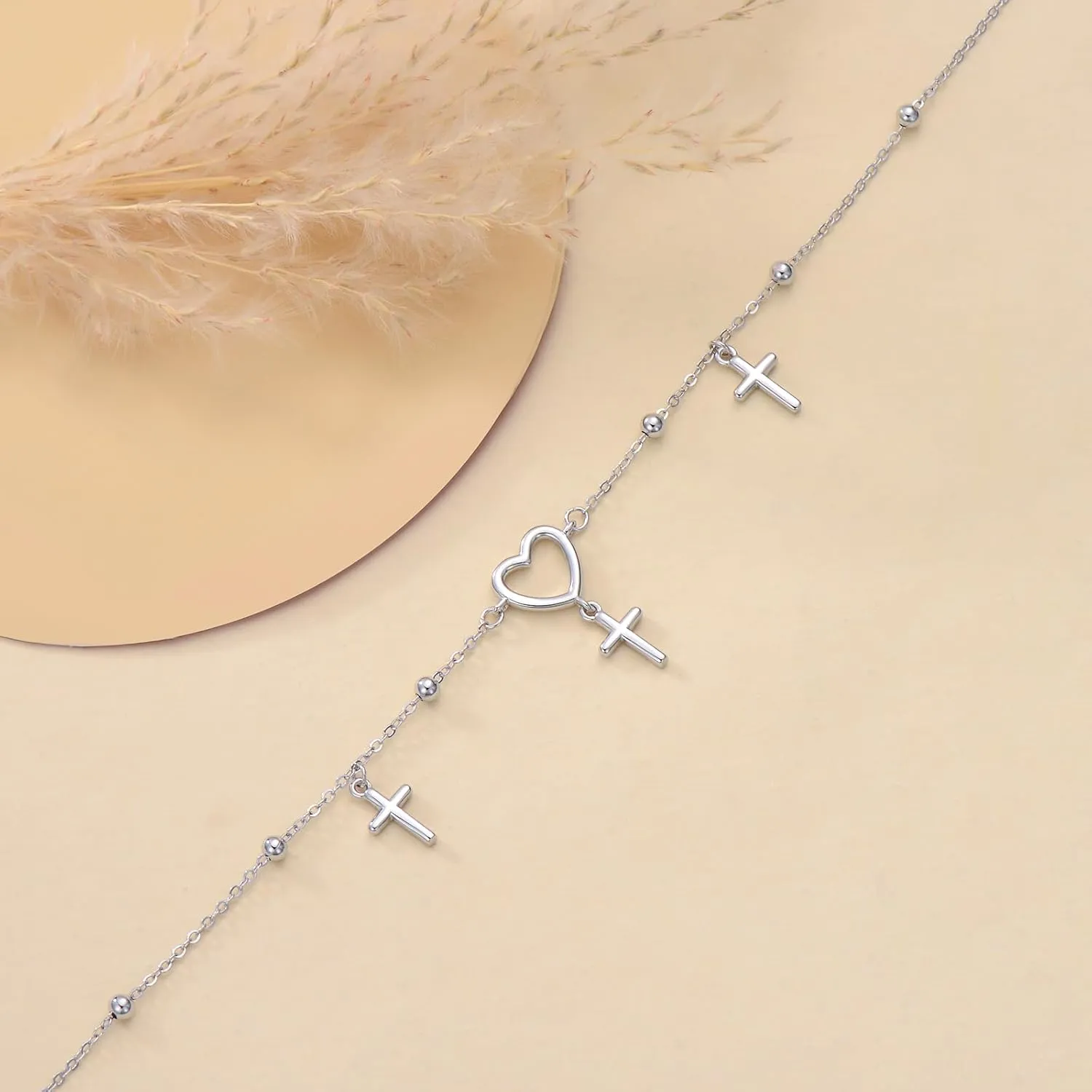 Infinity Anklets for Women S925 Sterling Silver Infinity Hear Ankle Bracelet Rose Gold Summer Beach Anklets Foot Chains Foot Jewelry Gifts for Women Girls
