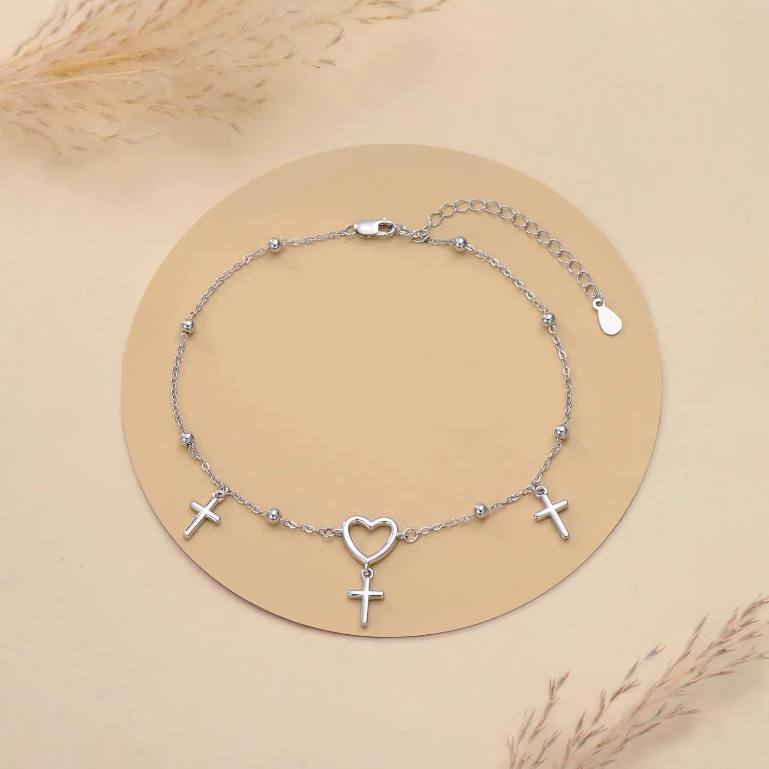 Infinity Anklets for Women S925 Sterling Silver Infinity Hear Ankle Bracelet Rose Gold Summer Beach Anklets Foot Chains Foot Jewelry Gifts for Women Girls