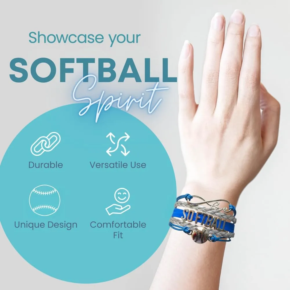 Infinity Charm Bracelet - Adjustable Softball Jewelry for Players, Teams and Coaches Gifts