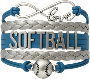 Infinity Charm Bracelet - Adjustable Softball Jewelry for Players, Teams and Coaches Gifts