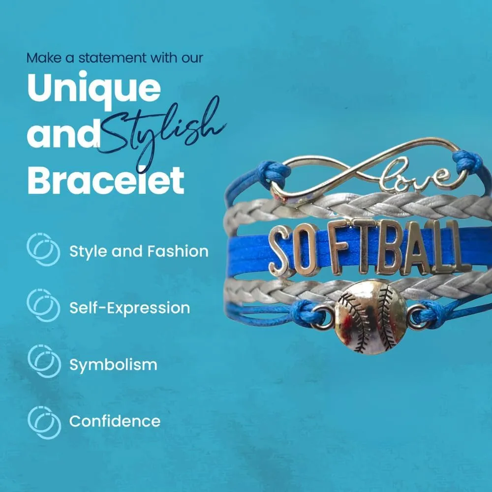Infinity Charm Bracelet - Adjustable Softball Jewelry for Players, Teams and Coaches Gifts