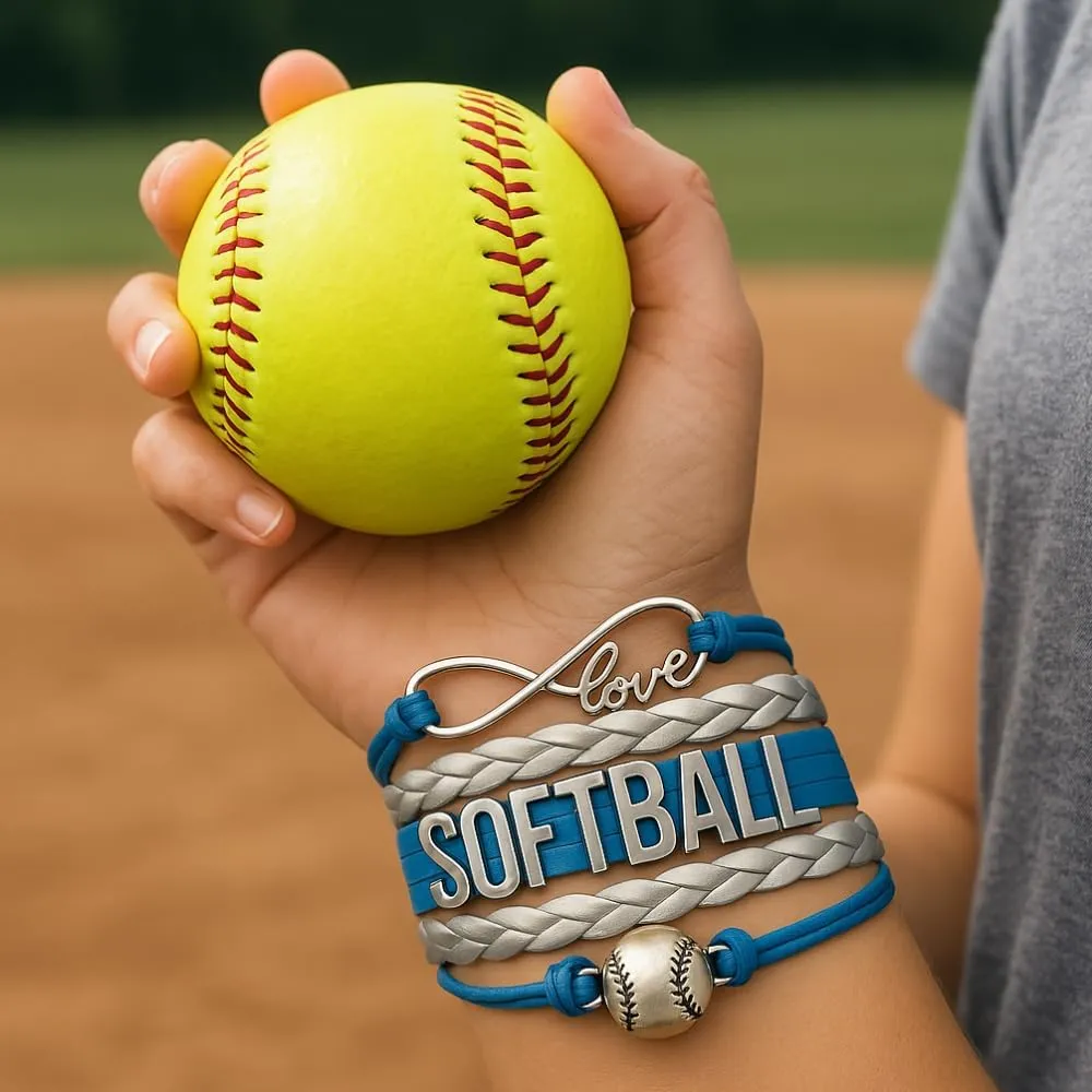 Infinity Charm Bracelet - Adjustable Softball Jewelry for Players, Teams and Coaches Gifts