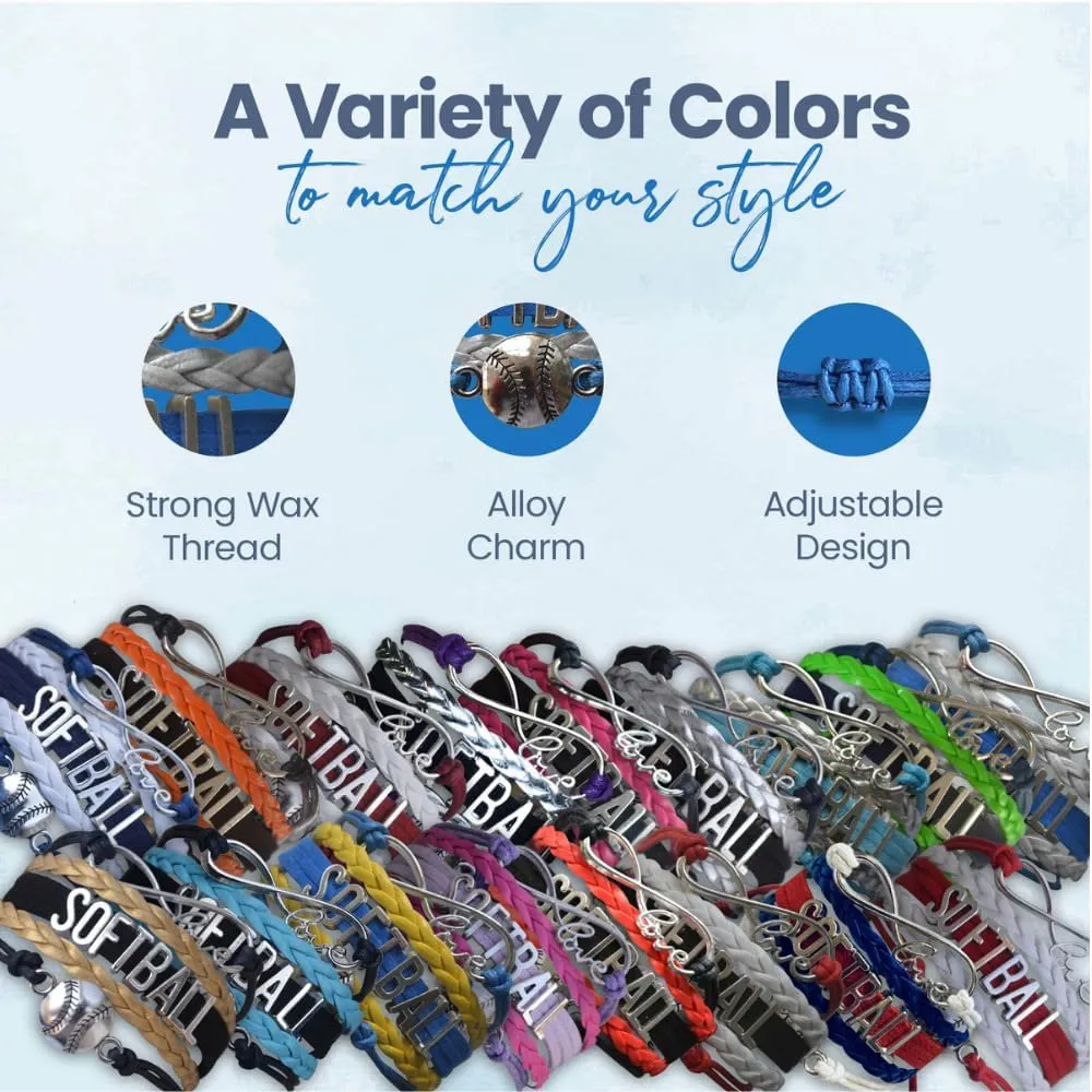 Infinity Charm Bracelet - Adjustable Softball Jewelry for Players, Teams and Coaches Gifts