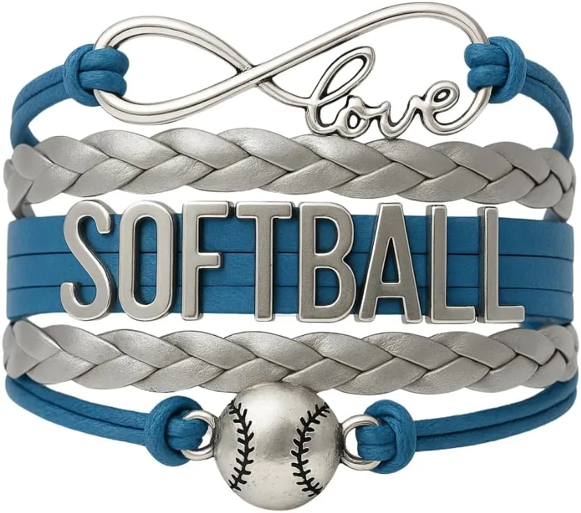 Infinity Charm Bracelet - Adjustable Softball Jewelry for Players, Teams and Coaches Gifts