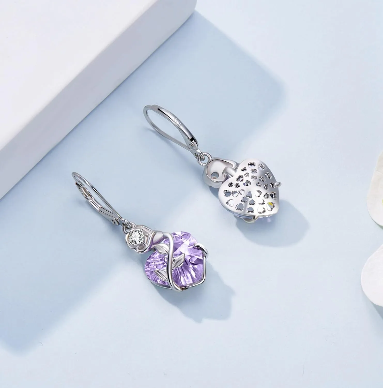 Irish Celtic Earrings 925 Sterling Silver Moonstone Celtic Knot/Shamrock/Lotus/Rose/Sunflower/Filigree/Faith Crystal Leverback Earrings Ireland Jewelry Gifts for Women Mom