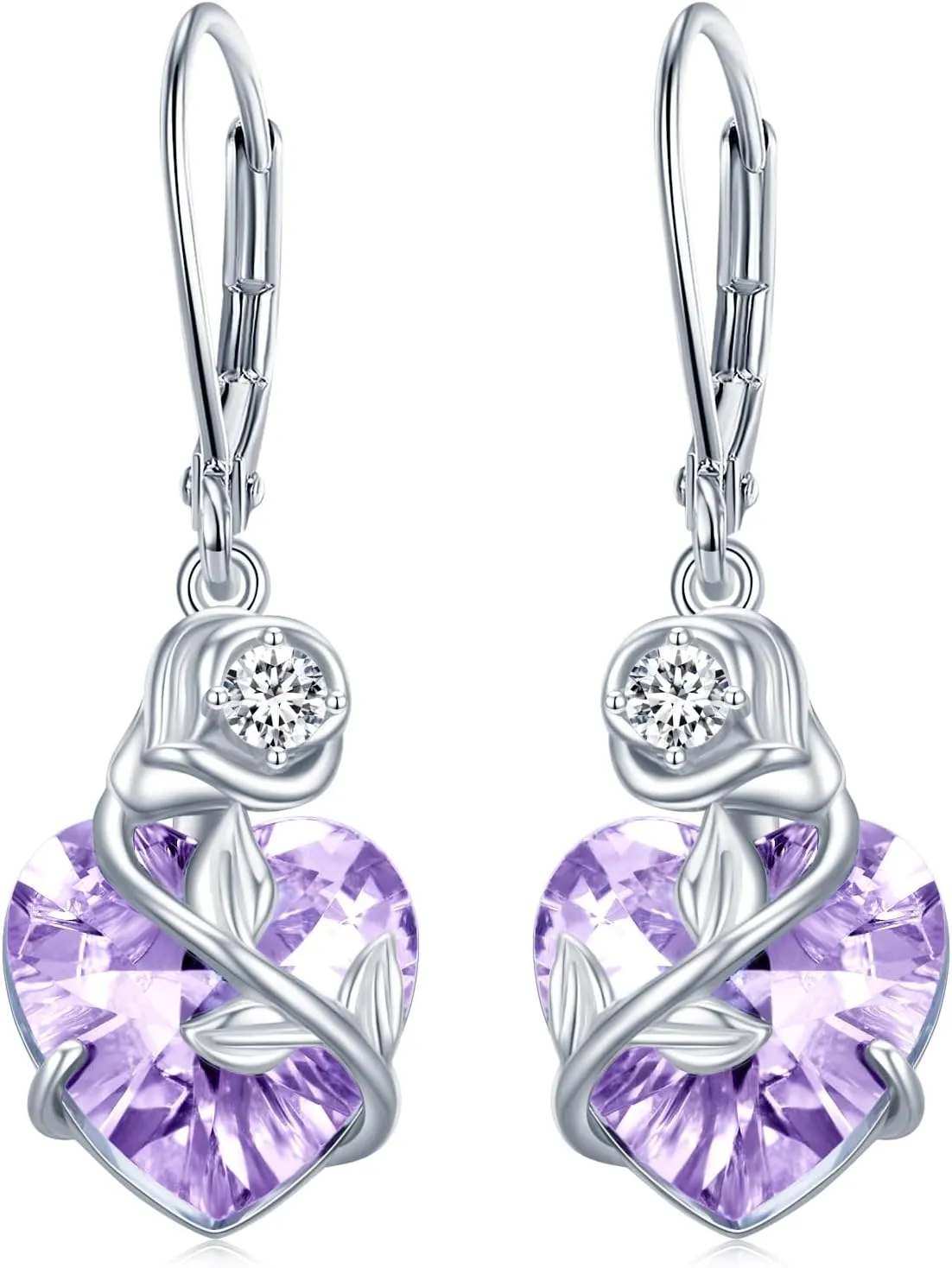 Irish Celtic Earrings 925 Sterling Silver Moonstone Celtic Knot/Shamrock/Lotus/Rose/Sunflower/Filigree/Faith Crystal Leverback Earrings Ireland Jewelry Gifts for Women Mom