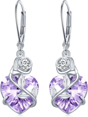 Irish Celtic Earrings 925 Sterling Silver Moonstone Celtic Knot/Shamrock/Lotus/Rose/Sunflower/Filigree/Faith Crystal Leverback Earrings Ireland Jewelry Gifts for Women Mom