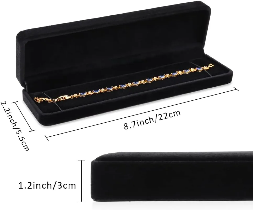 iSuperb Set of 2 Velvet Necklace Box Long Bracelet Box Display Chain Jewelry Box Case 8.7x1.6x2inch for Necklace Storage Gift Box