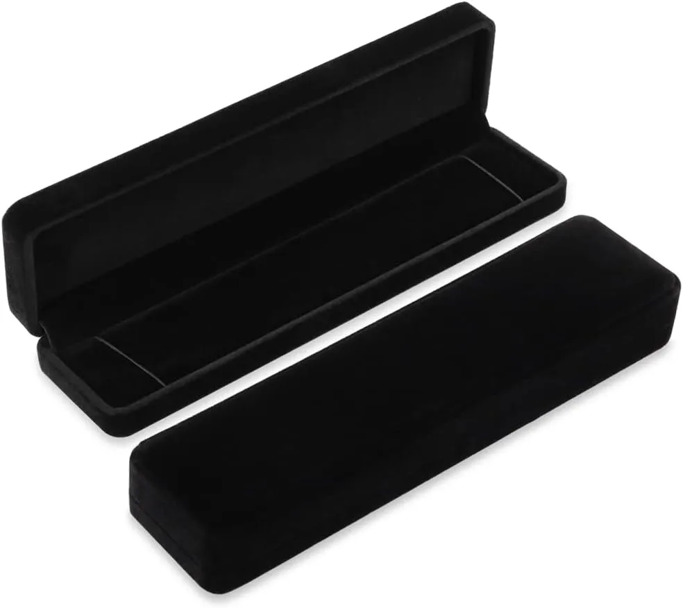iSuperb Set of 2 Velvet Necklace Box Long Bracelet Box Display Chain Jewelry Box Case 8.7x1.6x2inch for Necklace Storage Gift Box