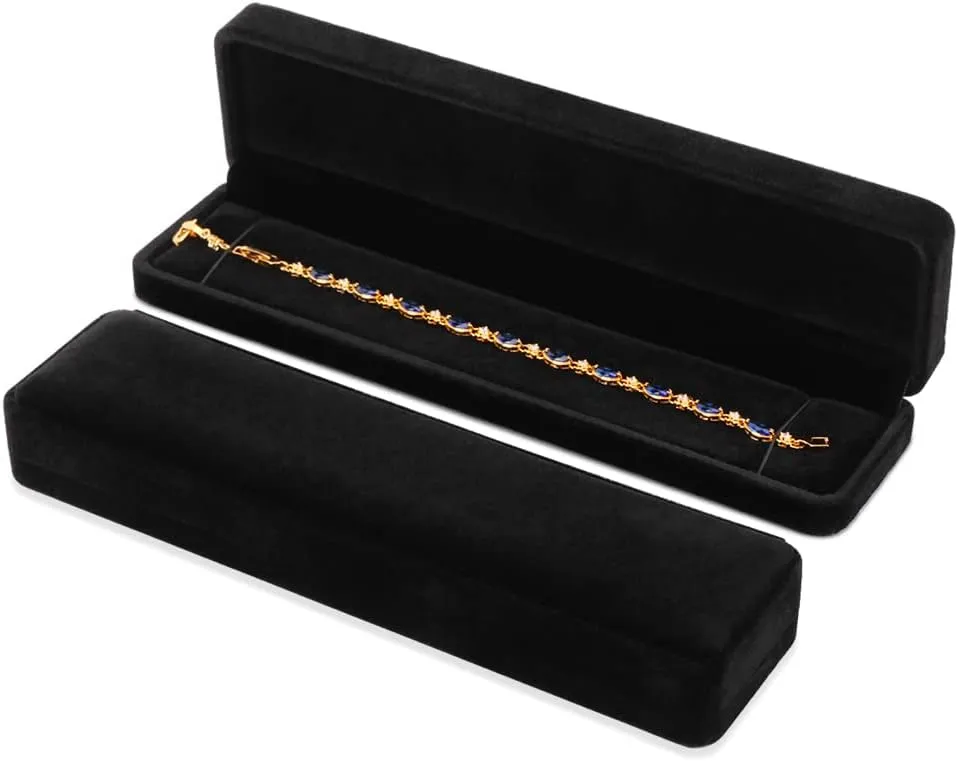 iSuperb Set of 2 Velvet Necklace Box Long Bracelet Box Display Chain Jewelry Box Case 8.7x1.6x2inch for Necklace Storage Gift Box