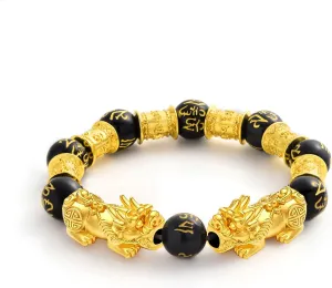 Jardme Feng Shui Bracelet- 12mm Natural Gemstone Good Luck Bracelet Necklace SetChristmas Birthday Gifts for Women Men, Money Wealth Success Bracelet Pi Xiu Bracelet