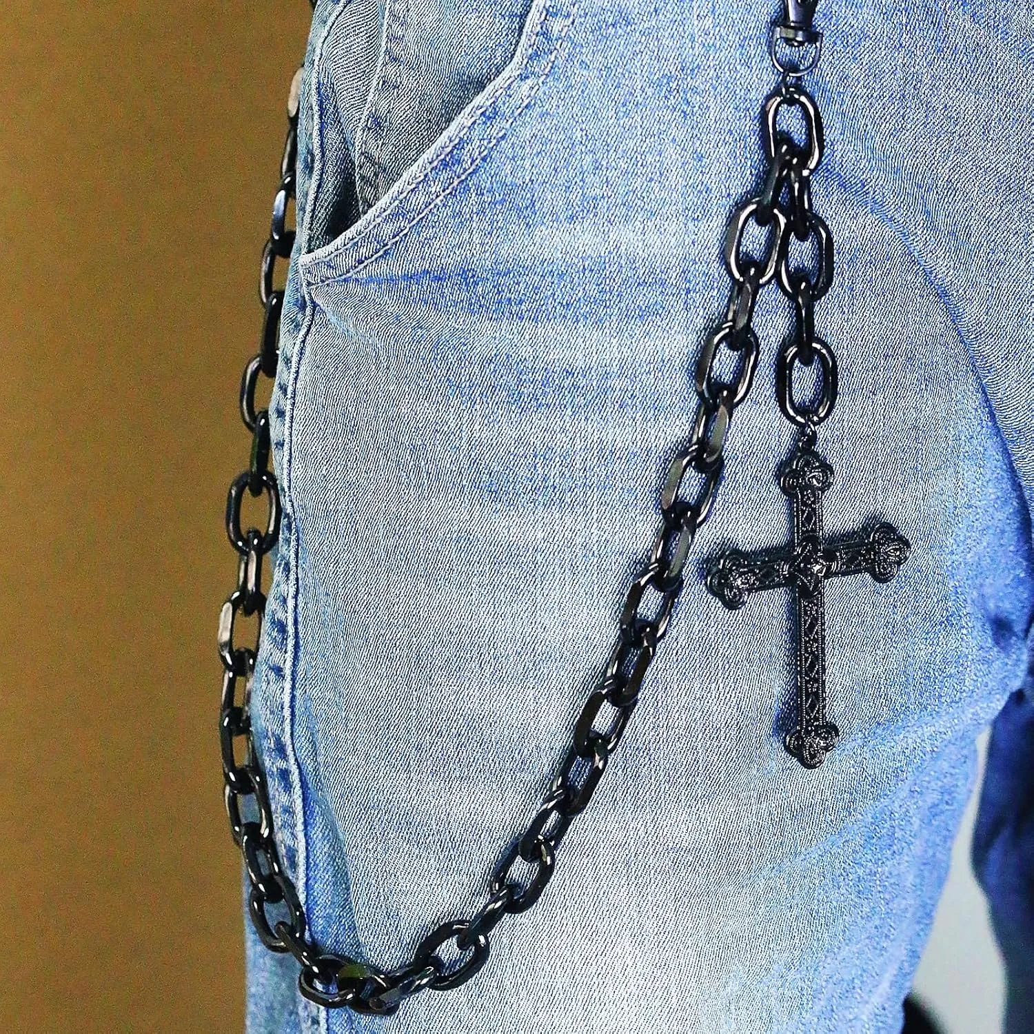 Jean Chains for Men Women Punk Hip Hop Pants Chain Gothic Black Cross Pant Chain Spider Web Spider Rivets Ghost Emo Accessories Halloween Cosplay Grunge Jewelry