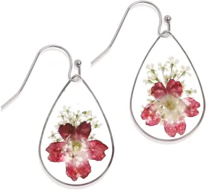 JeanBeau Handmade Pressed Flower Earrings for Women Teen Unique Resin Dried Flowers Sterling Silver Teardrop Dangle Drop Nature Floral Earings Fashion Summer Jewelry Gift