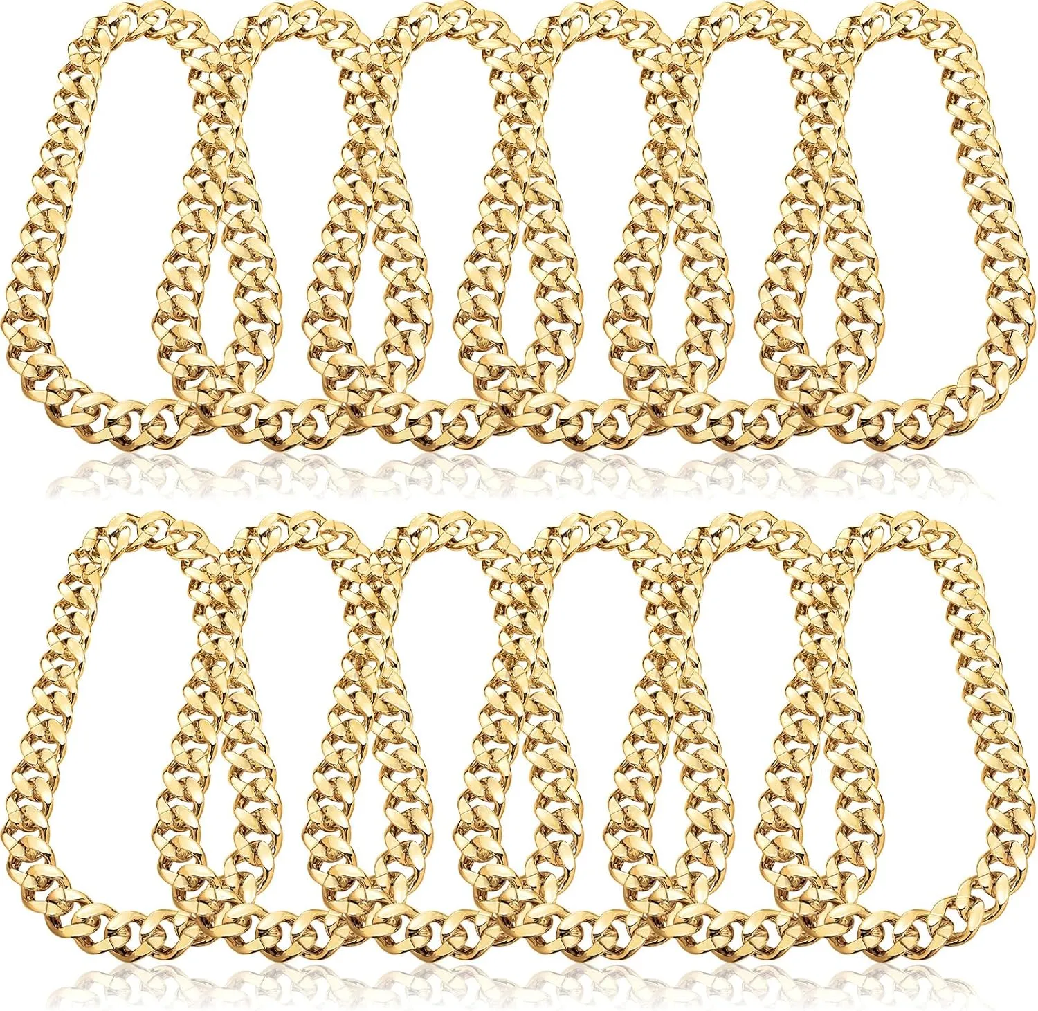 Jexine 12 Pcs Costume Rapper Chain, Hip Hop Chain Bulk Fake Necklace for Men Women 80s 90s Jewelry Punk Style, 32 Inch