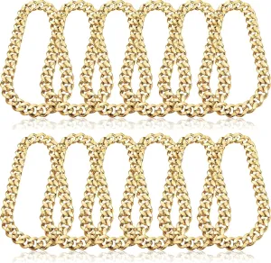 Jexine 12 Pcs Costume Rapper Chain, Hip Hop Chain Bulk Fake Necklace for Men Women 80s 90s Jewelry Punk Style, 32 Inch