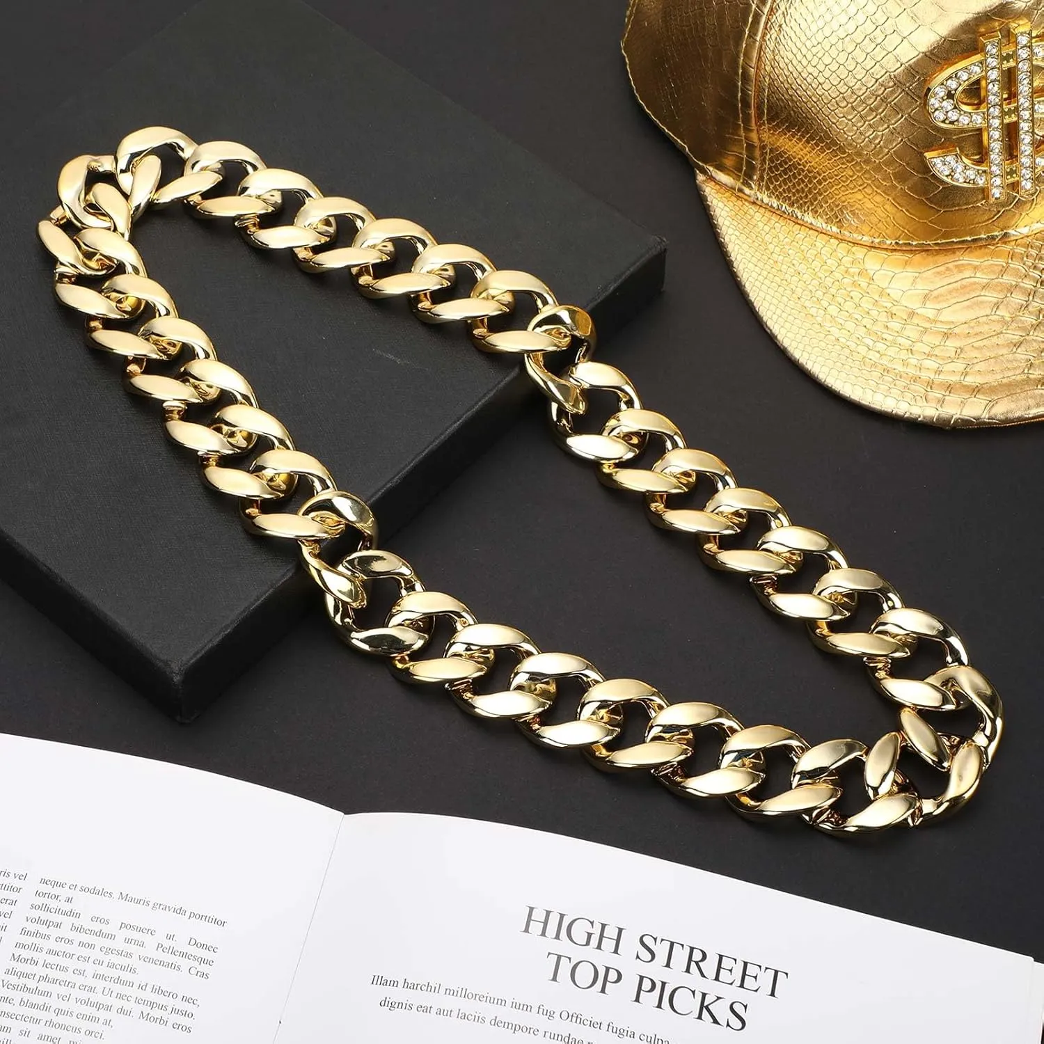 Jexine 12 Pcs Costume Rapper Chain, Hip Hop Chain Bulk Fake Necklace for Men Women 80s 90s Jewelry Punk Style, 32 Inch