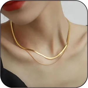 JINEAR Dainty Gold Necklace for Women14K Gold Bow Pealr Necklace Heart Interlock Necklace Gold Teardrop Pendant Necklace Simple Choker Necklaces Jewelry Gifts