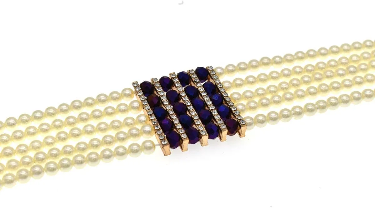 JNF Multi Strand Pearl Necklace for Women Bridal Wedding Pearl Statement Necklace Costume Pearls Necklaces for Ladies Party