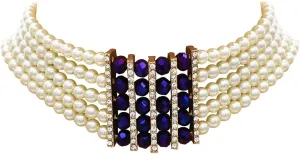 JNF Multi Strand Pearl Necklace for Women Bridal Wedding Pearl Statement Necklace Costume Pearls Necklaces for Ladies Party