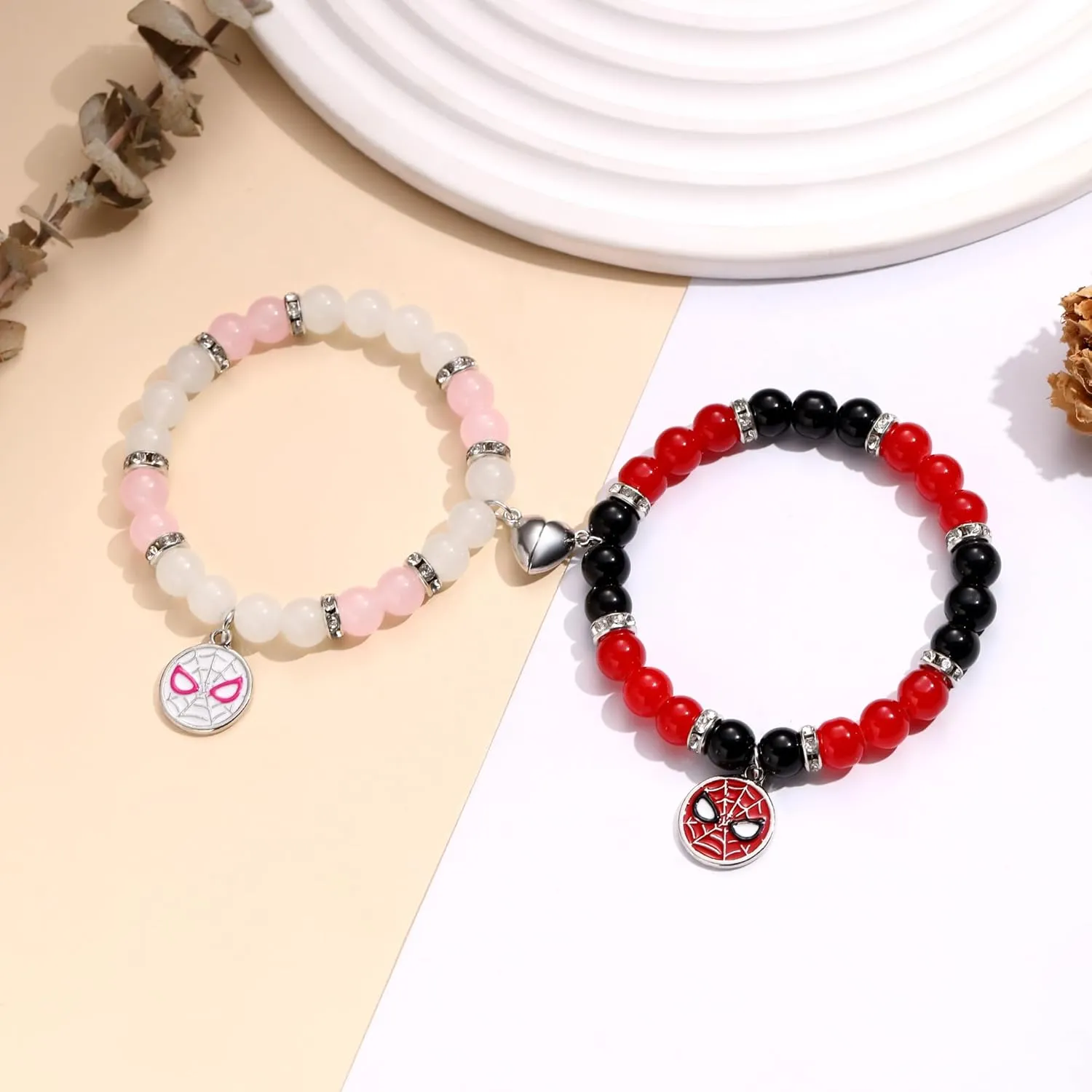 JSJOY Matching Bracelets for Couples Birthday Gifts for Women Friendship Couples Bracelets for Him and Her Halloween Gifts for Men Long Distance Relationship Gifts