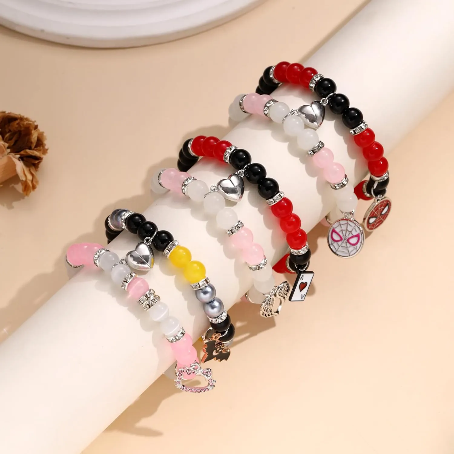 JSJOY Matching Bracelets for Couples Birthday Gifts for Women Friendship Couples Bracelets for Him and Her Halloween Gifts for Men Long Distance Relationship Gifts