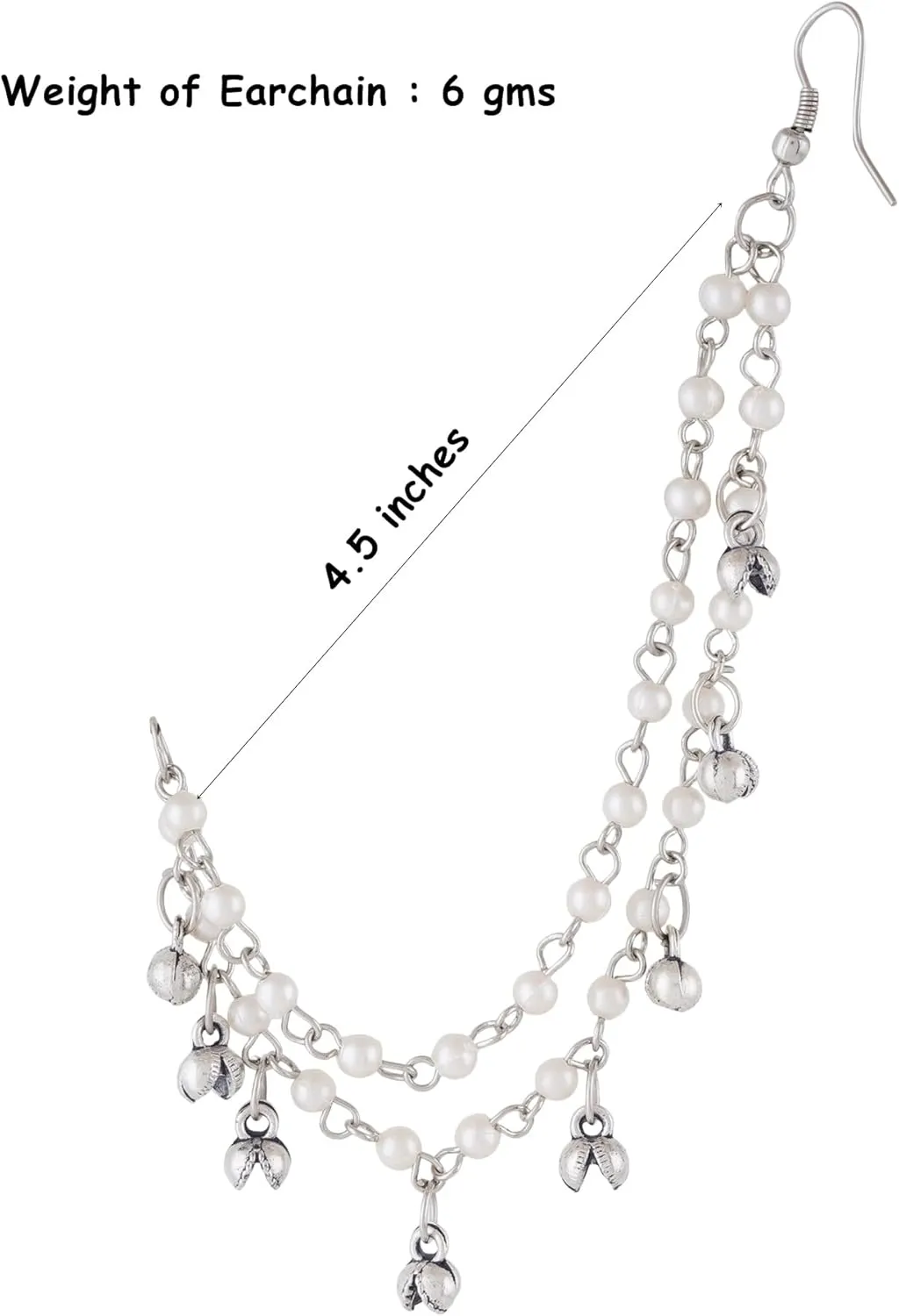 Jwellmart Indian Bollywood Oxidised Multiline Faux Pearl Ear Chains/Hair Chains for Earring Support Traditional Jewelry