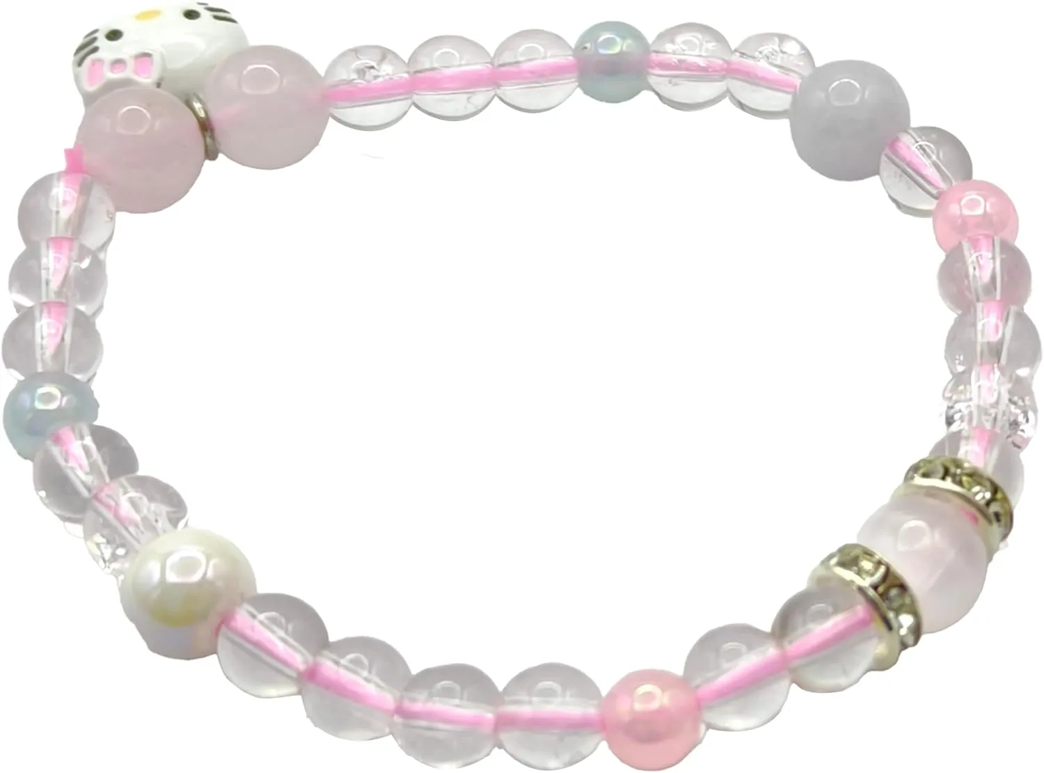 Kawaii Bracelets Crystal Beads Bracelet Cute Cartoon Elastic Beaded Bracelets Jewelry Bracelet Gift for Fashion Anime Cartoon Accessories for Ladies Women Bff Friendship