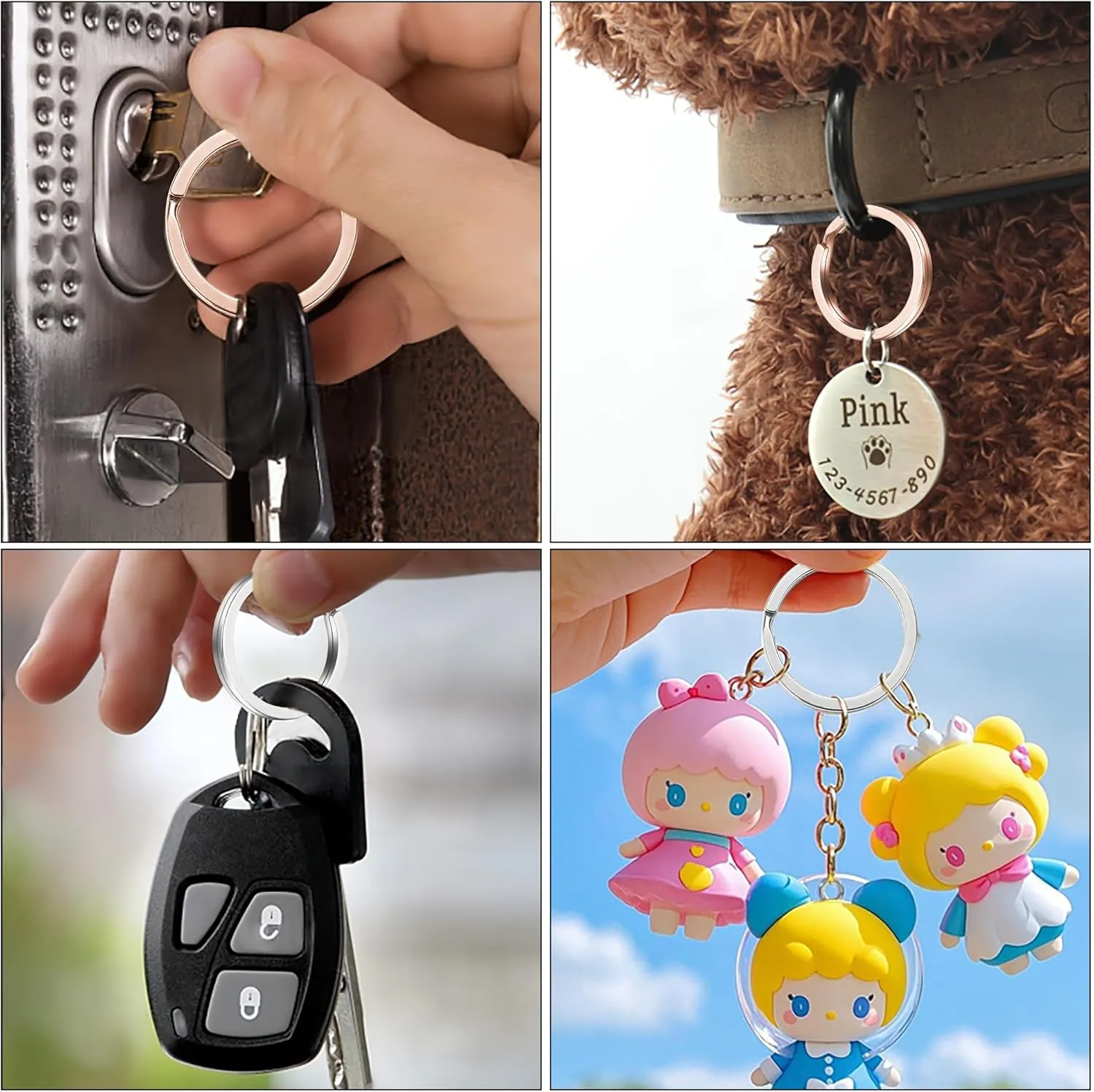 Key Rings, 12 pcs Stainless Steel Key Ring for Keychains, 1inch Flat Split Keychain Ring for Car Keys Dog Ring Tag Lanyards Home School Office DIY, Silver - Rose Gold