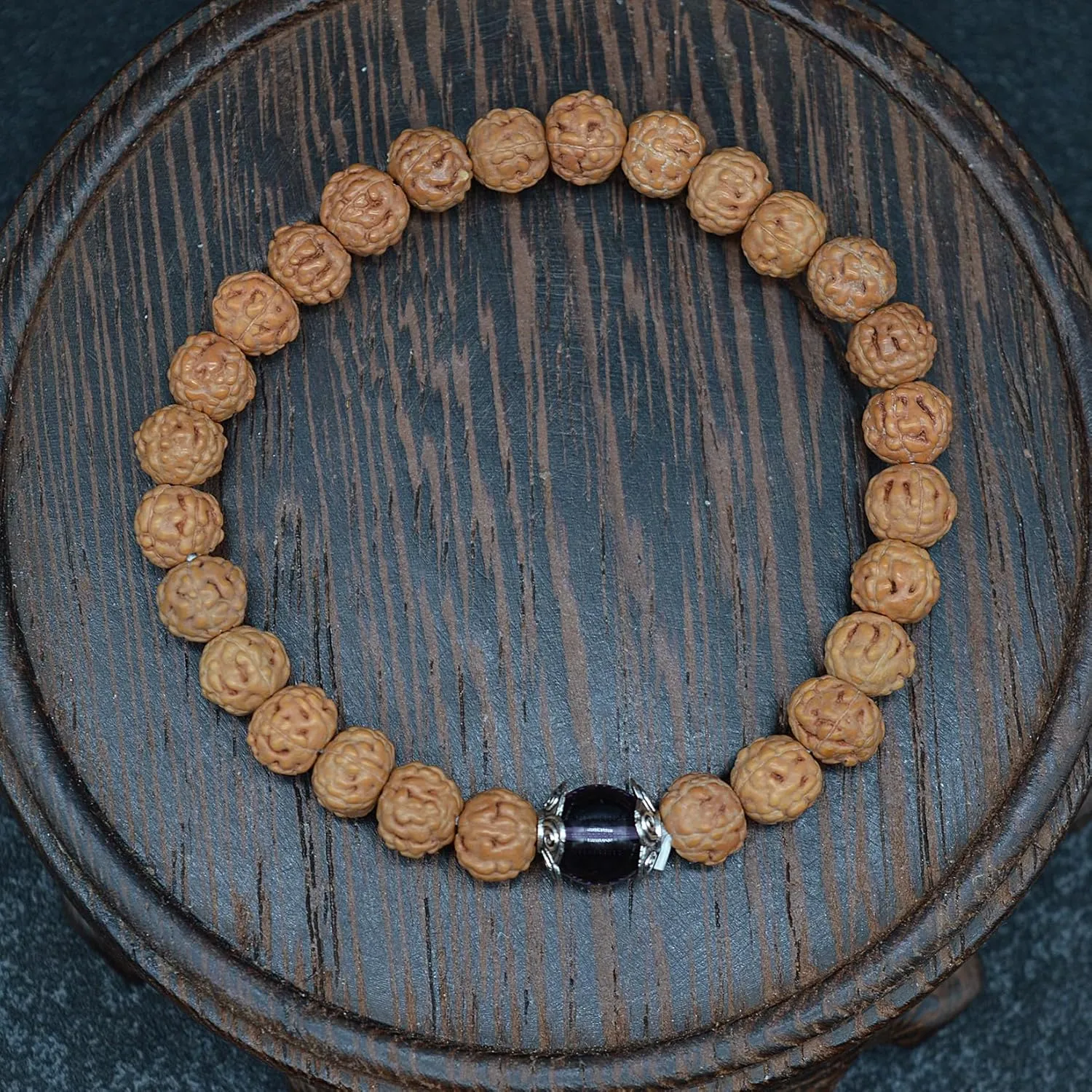 KIKILA Handmade 5 Mukhi Rudraksha Bracelet Beaded Meditation Wrist Tibetan Bracelet Japa Prayer Charm Bracelets