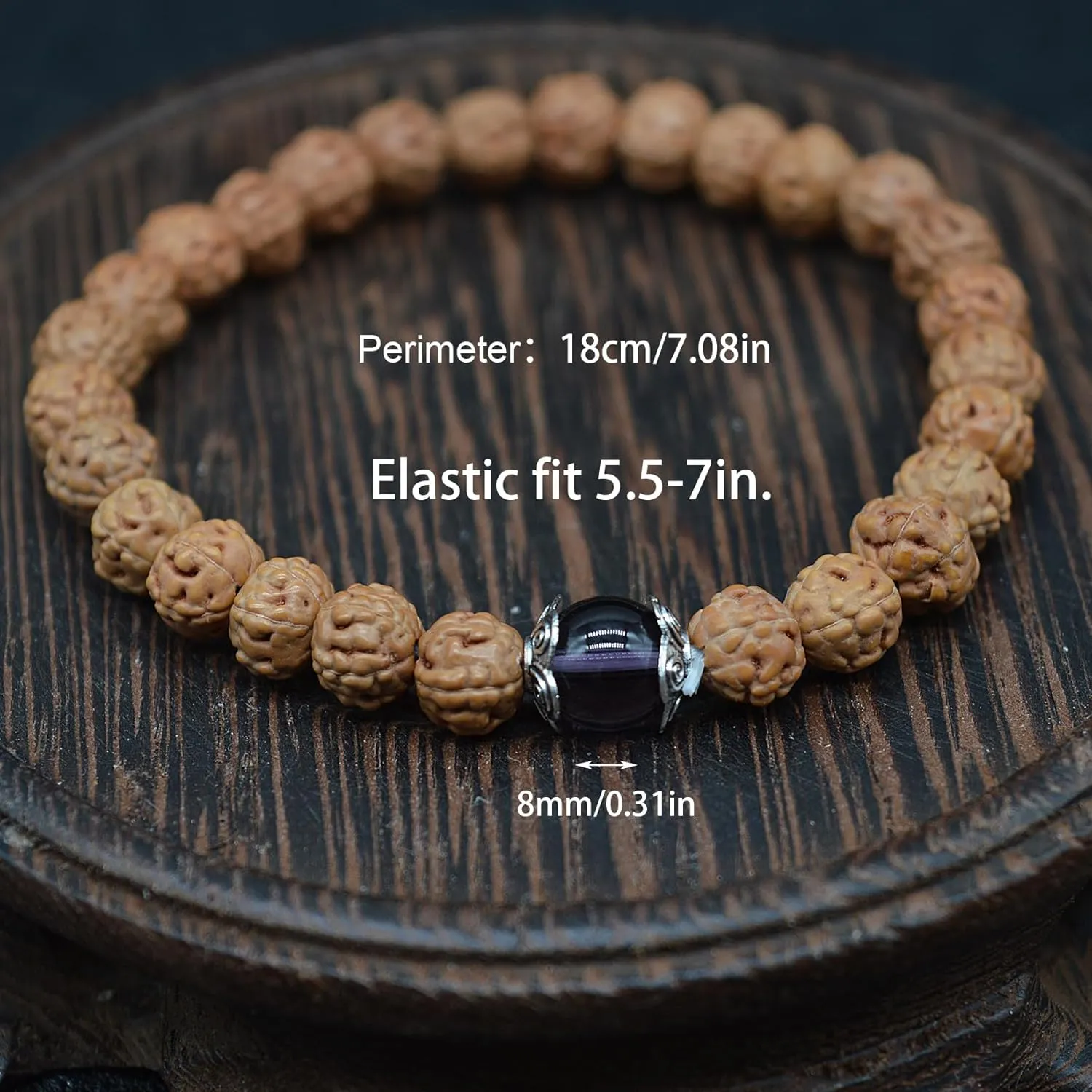 KIKILA Handmade 5 Mukhi Rudraksha Bracelet Beaded Meditation Wrist Tibetan Bracelet Japa Prayer Charm Bracelets