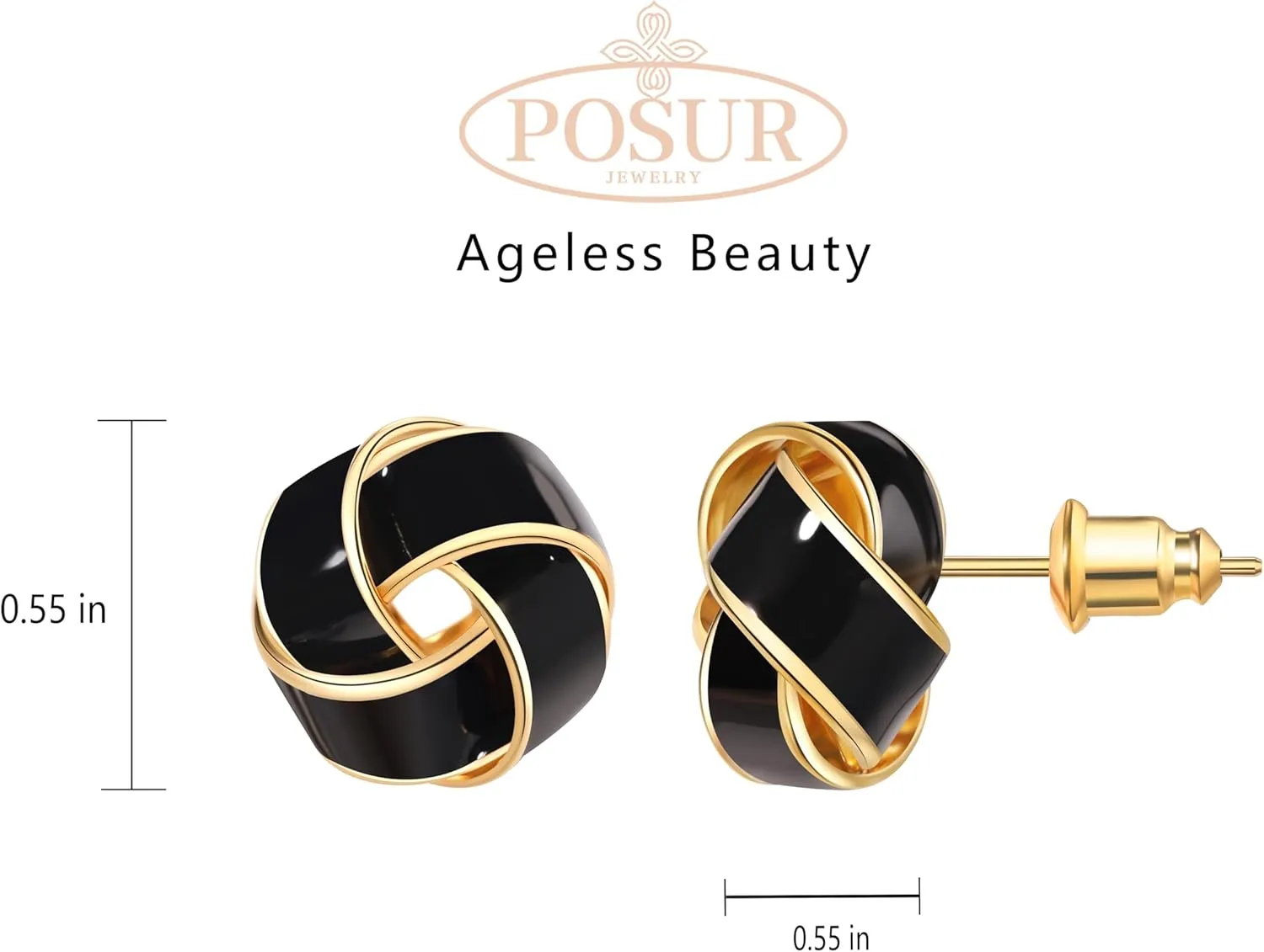 Knot Enamel 18K Gold plated Stud Earrings for Women | 925 Sterling Silver Posts |